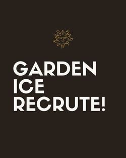 Annonce de recrutement pour le Garden Ice Café Périgueux avec un logo soleil doré sur fond noir.